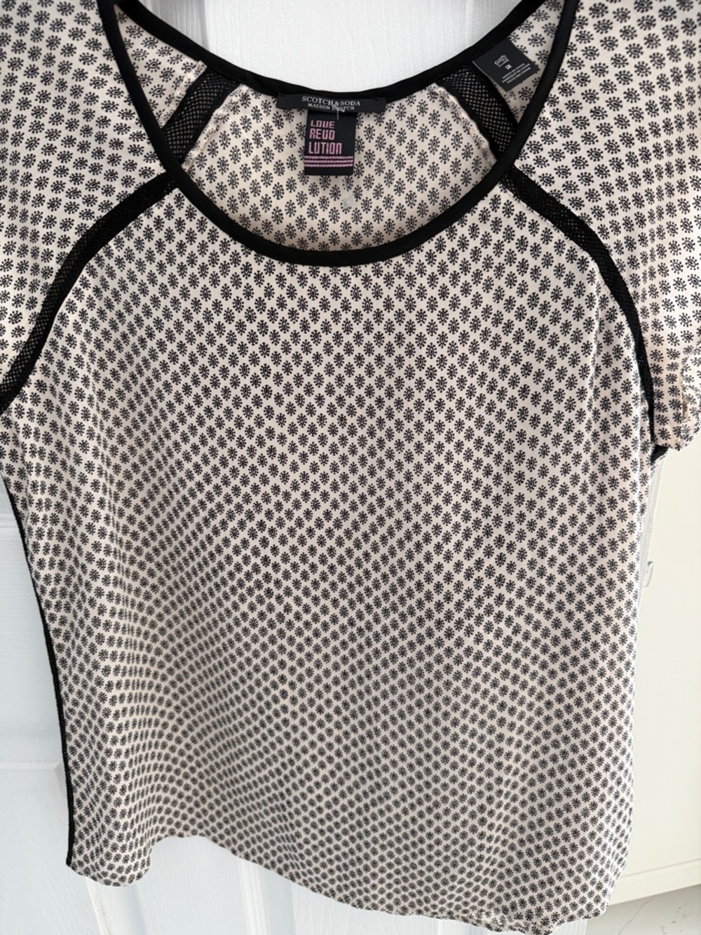 Scotch & Soda Cream Top with Black Geometric Print